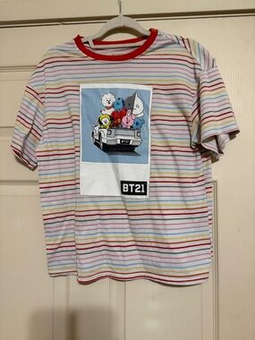 BT21 Truck Striped Girls Oversized Ringer T-Shirt sold from Hot Topic Size S